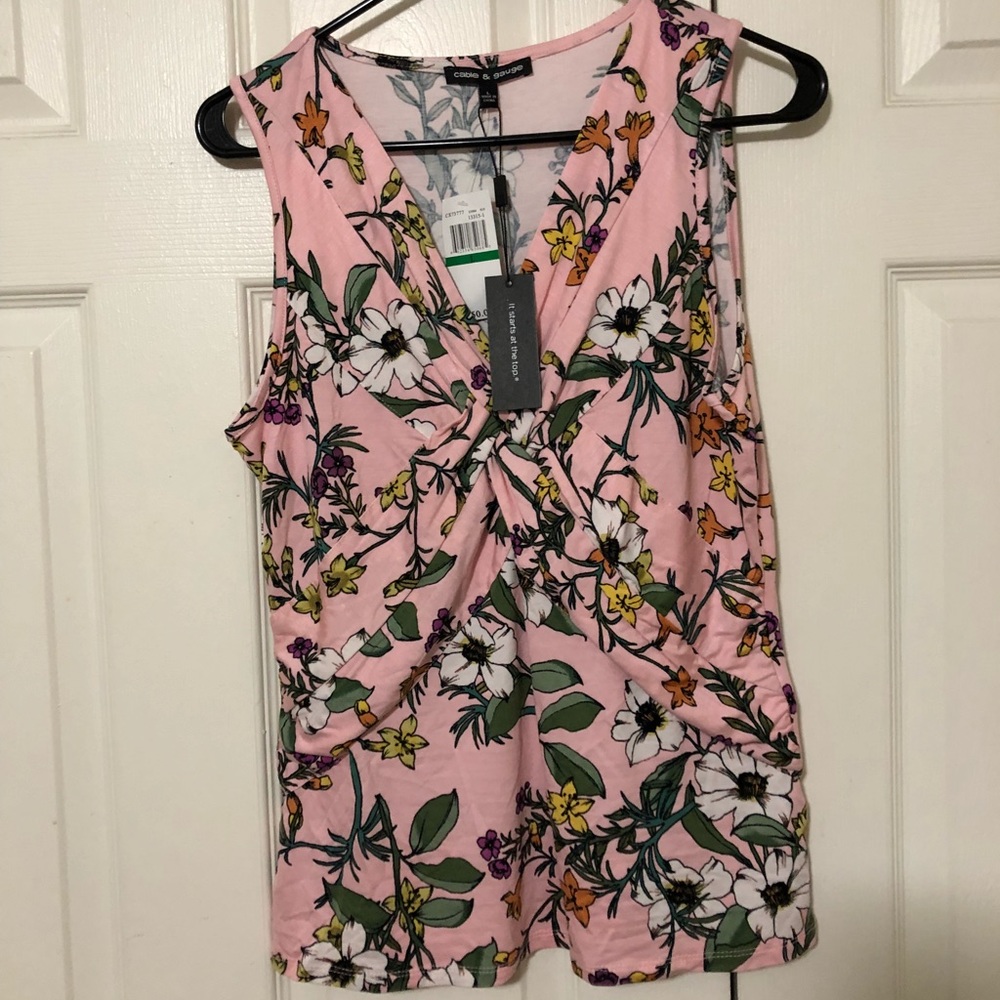 Floral pink tank top